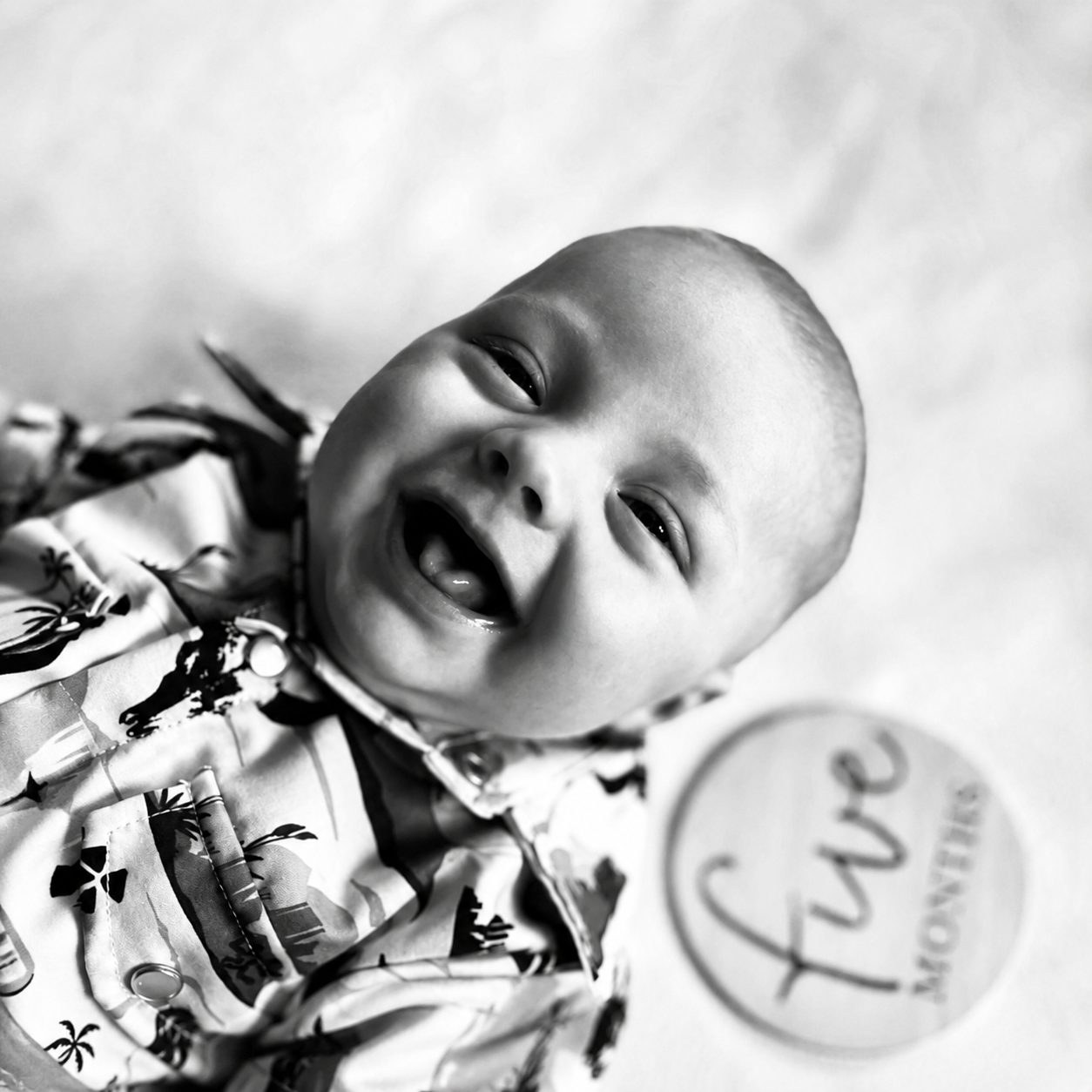Smiling baby reference photograph before commission